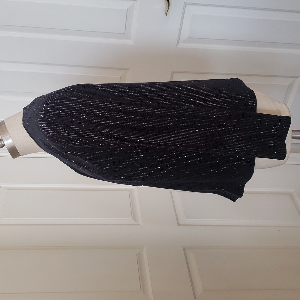 Vintage 80s Ronni Nicole Black Velvet Metallic Shimmer Twinset Cardigan PS - Picture 5 of 15